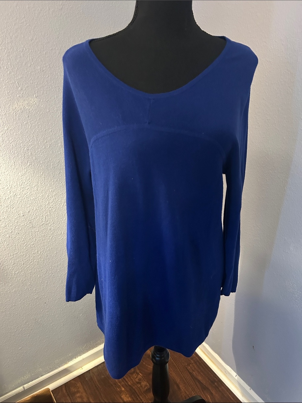 Chicos Women Blue Long Sleeve Scoop Neck Top Size Large (Sz 2)